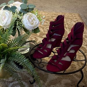 Me Too Deep Red Strappy Heels